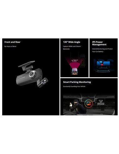 DDPAI smart σετ καμερών αυτοκινήτου N1 Dual, 1296p/1080p, WiFi