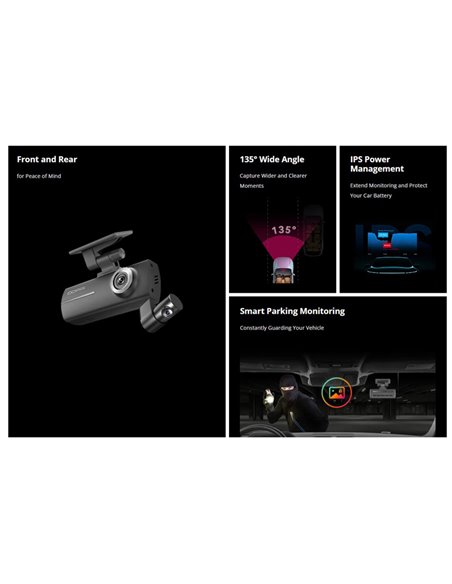 DDPAI smart σετ καμερών αυτοκινήτου N1 Dual, 1296p/1080p, WiFi