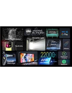 ULEFONE smartphone Armor 24, 6.78", 12/256GB, 22000mAh, IP68/IP69K, μαύρο