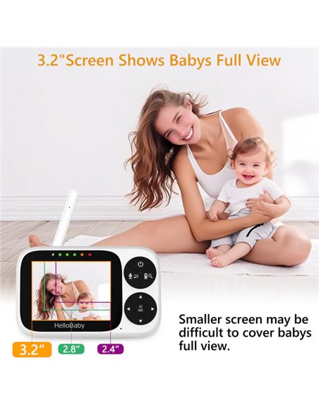 HELLOBABY ενδοεπικοινωνία μωρού HB2033 με κάμερα & οθόνη 3.2", 720p