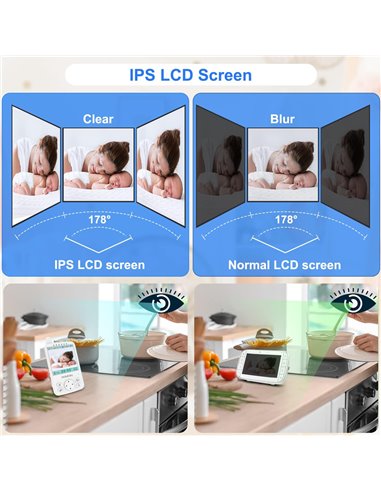 HELLOBABY ενδοεπικοινωνία μωρού HB6241 με κάμερα & οθόνη 4", 720p, PTZ