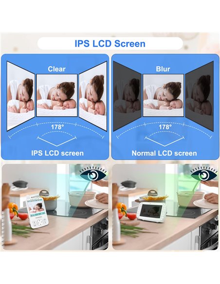 HELLOBABY ενδοεπικοινωνία μωρού HB6241 με κάμερα & οθόνη 4", 720p, PTZ