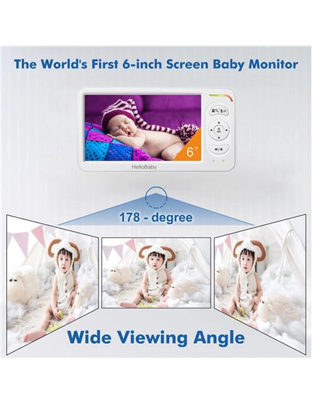 HELLOBABY ενδοεπικοινωνία μωρού HB6364 με κάμερα & οθόνη 6", 720p, PTZ