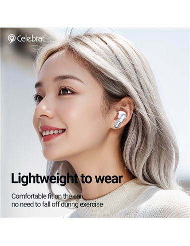 CELEBRAT earphones με θήκη φόρτισης W61, True Wireless, 13mm, 25/200mAh, λευκά