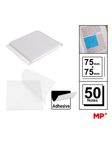 MP αυτοκόλλητα χαρτάκια σημειώσεων PN346-05, 75x75mm, διάφανα, 50τμχ