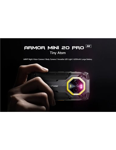 ULEFONE smartphone Armor Mini 20 Pro, 4.7", 8/256GB, 5G, 6200mAh, IP68/IP69K, μαύρο