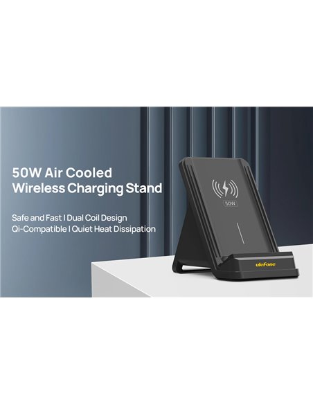 ULEFONE ασύρματος φορτιστής & βάση smartphone WCS01, 50W, μαύρος