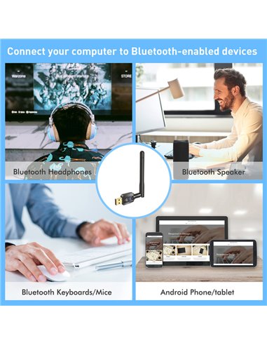 POWERTECH USB Bluetooth 5.4 αντάπτορας PT-1385 με εμβέλεια έως 100m