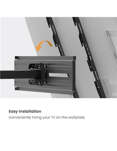 POWERTECH επιτοίχια βάση τηλεόρασης PT-1389, 37-80", έως 40kg, full motion