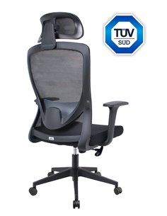 POWERTECH καρέκλα γραφείου PT-1390 με μπράτσα και ανάκλιση, ρυθμιζόμενο ύψος, μαύρη