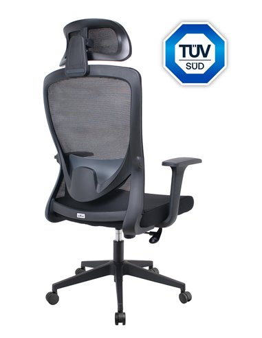 POWERTECH καρέκλα γραφείου PT-1390 με μπράτσα και ανάκλιση, ρυθμιζόμενο ύψος, μαύρη