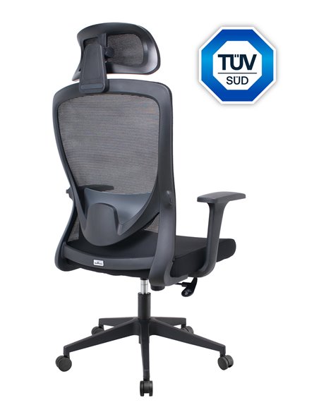 POWERTECH καρέκλα γραφείου PT-1390 με μπράτσα και ανάκλιση, ρυθμιζόμενο ύψος, μαύρη