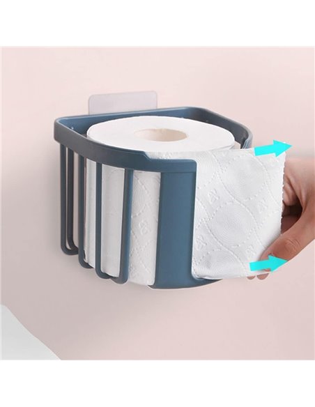 HOME USE επιτοίχια χαρτοθήκη μπάνιου HUH-0220 με αυτοκόλλητο, 11x14x13.5cm, μπλε