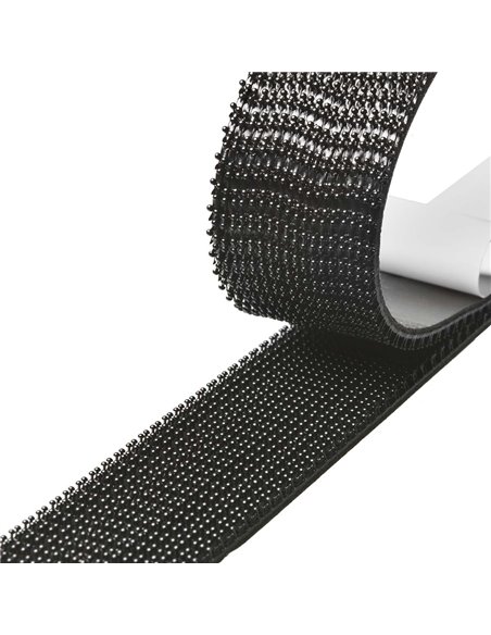 POWERTECH αυτοκόλλητη ταινία τύπου dual lock χριτς χρατς TIES-078, 25mm, 2.5m, μαύρη