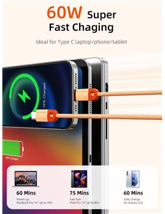 CABLETIME καλώδιο USB-C CT-CM60-PBW, 60W PD, 480Mbps, 1m, μαύρο