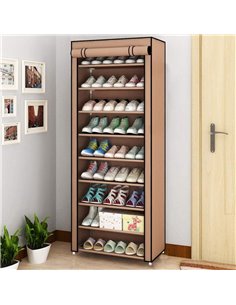 HOME USE υφασμάτινη παπουτσοθήκη HUH-0221 με 9 ράφια, 57x28x160cm, καφέ