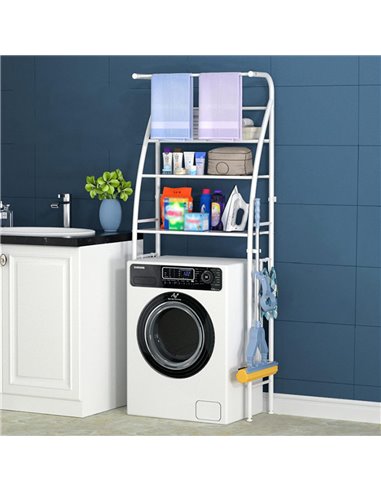 HOME USE ραφιέρα μπάνιου HUH-0222 με 3 ράφια, μεταλλική, 65x25x175cm, λευκή