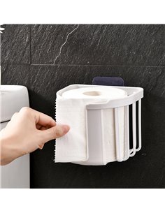HOME USE επιτοίχια χαρτοθήκη μπάνιου HUH-0223 με αυτοκόλλητο, 11x14x13.5cm, λευκή