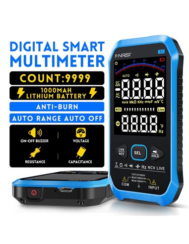 FNIRSI ψηφιακό πολύμετρο S1, 1000V AC/DC, NCV, RMS, επαναφορτιζόμενο