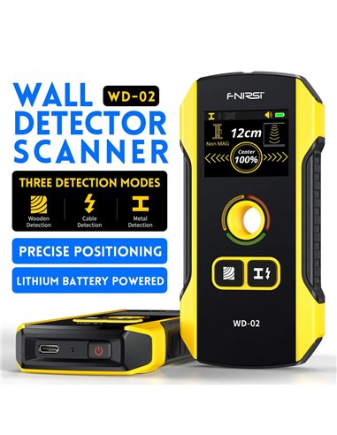 FNIRSI ψηφιακός αναλυτής τοίχου WD-02, ανίχνευση μετάλλου/ξύλου/καλωδίων, επαναφορτιζόμενος