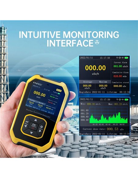 FNIRSI ψηφιακός μετρητής ακτινοβολίας GC-01, β/γ/Χ ακτίνες, επαναφορτιζόμενος