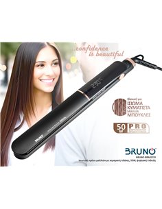 BRUNO BRN-0219 Ισιωτική πρέσα μαλλιών με κεραμικές πλάκες, 50W, ψηφιακή ένδειξη, black-copper