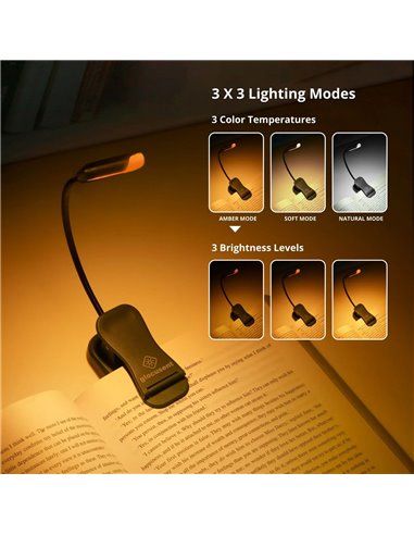 GLOCUSENT LED φακός διαβάσματος GLCSNTBL101B, επαναφορτιζόμενος, έως 45lm, μαύρος