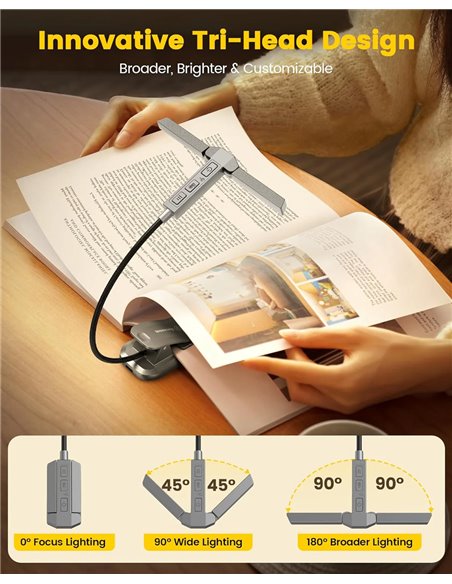 GLOCUSENT LED φακός διαβάσματος GLCSNTA2301, επαναφορτιζόμενος, έως 50lm, γκρι