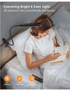 GLOCUSENT φωτιστικό γραφείου GLCSNTA1901 με κλιπ, τηλεχειριστήριο, έως 220lm, μαύρο