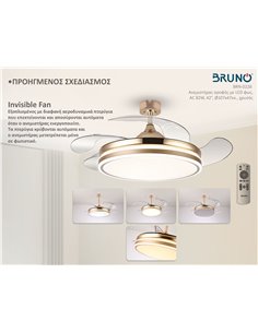 BRUNO BRN-0226 Ανεμιστήρας οροφής με LED φως, AC 82W, 42", O107x47εκ., χρυσός