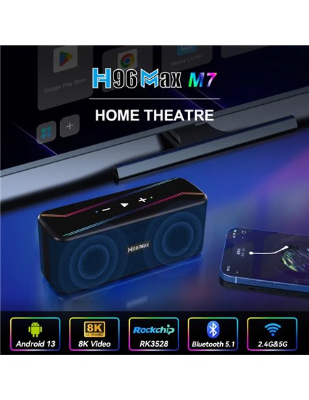 H96 MAX TV Box & ηχείο M7, RK3528, 8K, 4/32GB, WiFi, Bluetooth, Android 13
