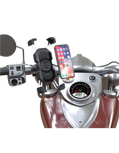 POWERTECH ασύρματος φορτιστής & βάση smartphone μοτοσυκλέτας PTL-024, 7.5W, μαύρη