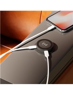 POWERTECH ασύρματος φορτιστής PTL-025 με USB & USB-C θύρες, 15W/30W, μαύρος