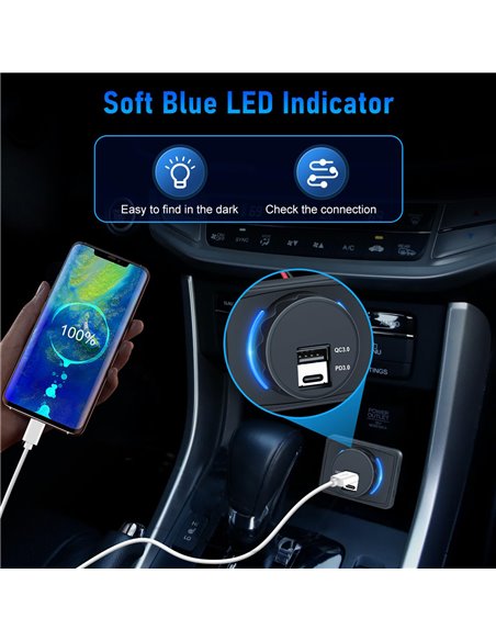 POWERTECH πρίζα USB για σκάφη & οχήματα PTL-027, USB & USB-C