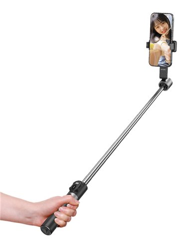 USAMS selfie stick ZB324 με τρίποδο, έως 110cm, Bluetooth, μαύρο