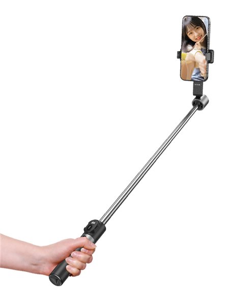 USAMS selfie stick ZB324 με τρίποδο, έως 110cm, Bluetooth, μαύρο