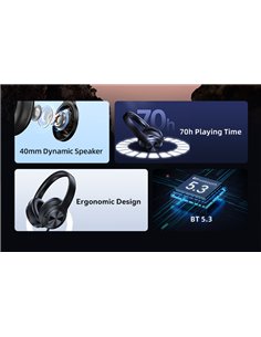 USAMS headphones YH21, ασύρματα & ενσύρματα, Φ40mm, 500mAh, μαύρα