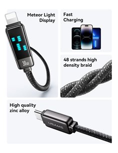 USAMS καλώδιο Lightning σε USB-C SJ743, 30W, 480Mbps, 1.2m, λευκό