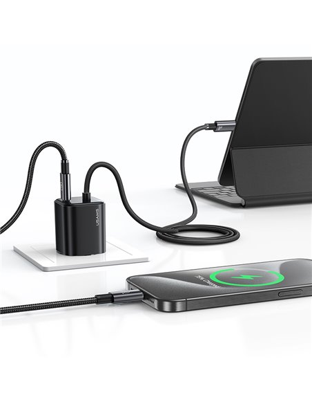 USAMS φορτιστής τοίχου CC264 με καλώδιο, USB-C, 30W, GaN, μαύρος