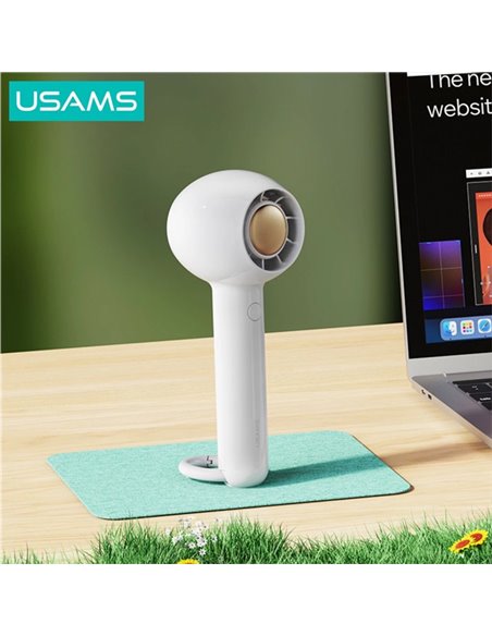 USAMS φορητός ανεμιστήρας US-ZB251 με 2 ταχύτητες, 1200mAh, λευκός