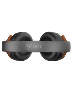 DOQAUS headphones DESIGN 1, ασύρματα & ενσύρματα, Φ40mm, 600mAh, μαύρα/καφέ