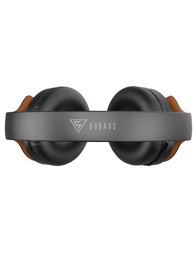 DOQAUS headphones DESIGN 1, ασύρματα & ενσύρματα, Φ40mm, 600mAh, μαύρα/καφέ