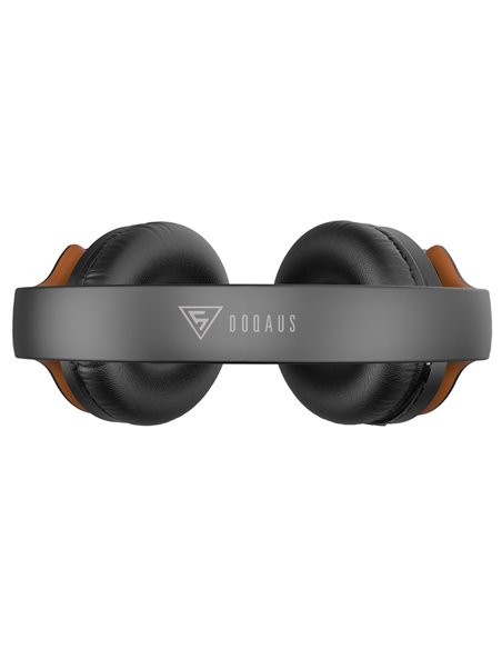 DOQAUS headphones DESIGN 1, ασύρματα & ενσύρματα, Φ40mm, 600mAh, μαύρα/καφέ