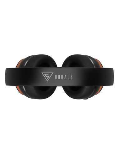 DOQAUS headphones DESIGN 3, ασύρματα & ενσύρματα, Φ40mm, 600mAh, μαύρα/καφέ