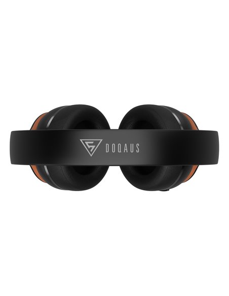 DOQAUS headphones DESIGN 3, ασύρματα & ενσύρματα, Φ40mm, 600mAh, μαύρα/καφέ