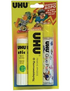 Uhu σετ κόλλες stick - ρευστή - παντοκολλητής