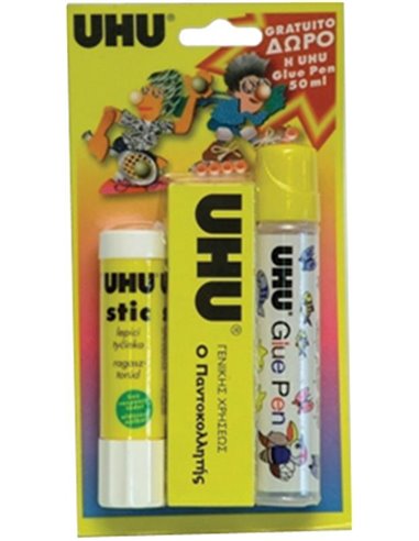 Uhu σετ κόλλες stick - ρευστή - παντοκολλητής
