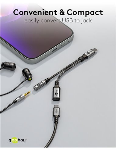 GOOBAY αντάπτορας USB-C σε 3.5mm & USB-C 74524, 60W, 480Mbps, γκρι