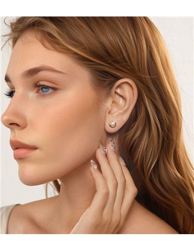 BAMOER σκουλαρίκια καρφωτά BSE1107 με λευκή πέρλα, ασήμι 925, χρυσό