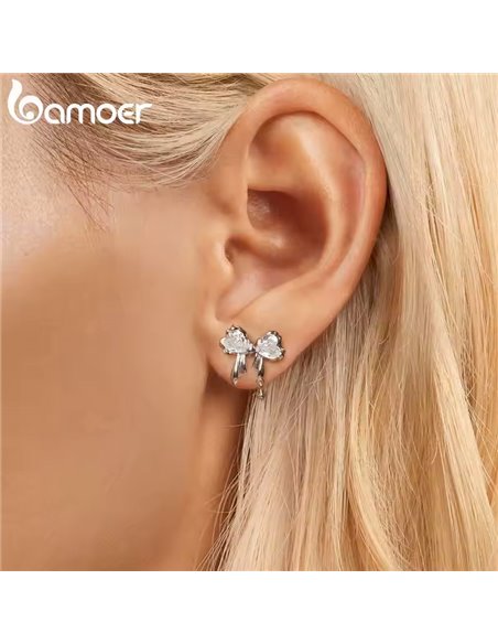BAMOER σκουλαρίκια καρφωτά BSE1061 με κυβική ζιρκόνια, ασήμι 925, ασημί